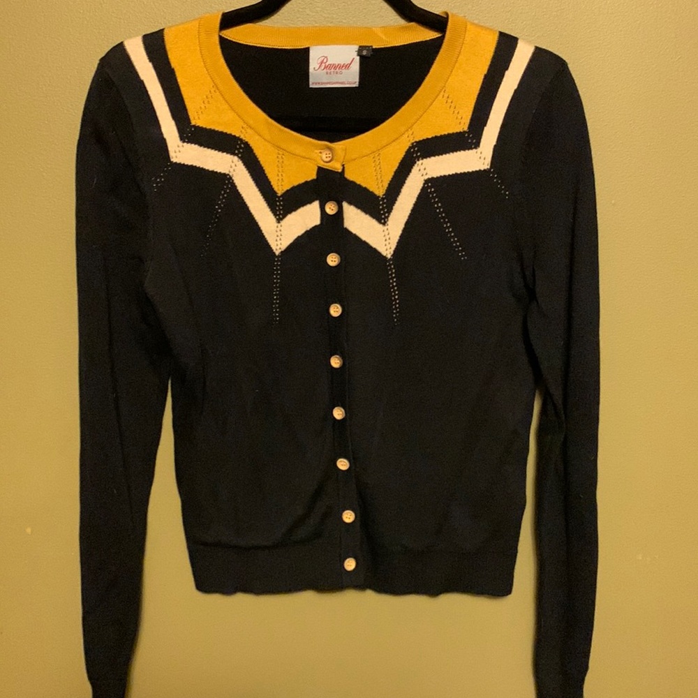 NWOT Navy/Yellow Cardigan